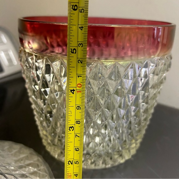 Indiana Glass Diamond Point Ruby Flash Ice Bucket - Simply Stunning - Picture 10 of 13